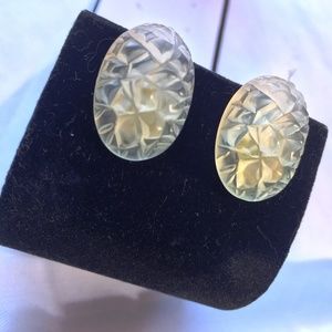 Vintage Napier Frosted Clear Lucite Screw-On Earrings